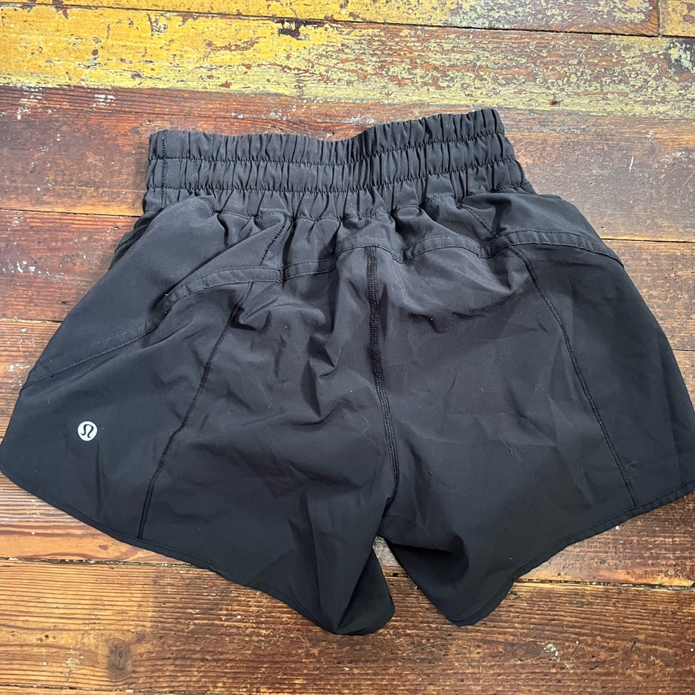 Lululemon Track That High Rise Black Lined Short 5”